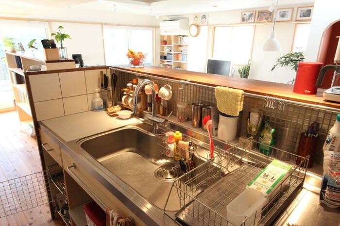 天然木のジャバラ式カウンター上収納 通販 ニッセン