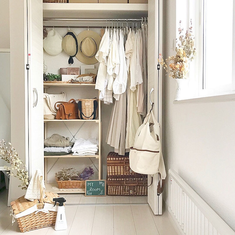 送料無料 幅118～195 伸縮クローゼット クローゼット ハンガーラック コートハンガー パイプハンガー ワードローブ 洋服ハンガー 衣類収納 収納高さ170 伸縮式 カバー付き カーテン付き 省スペース おしゃれ 人気 新生活 リビング ウォークインクローゼット 一人暮らし