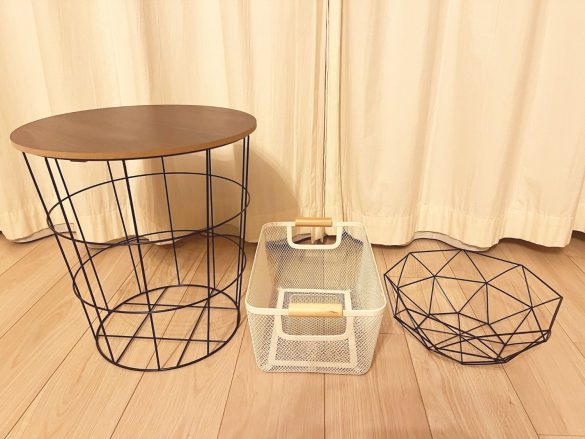 DAISO - ←使用品！〒フタ付BOX 編みカゴ調、カラー3つの通販 by さざなみ's shop ダイソーならラクマ