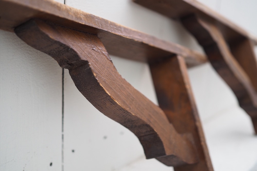 木製 棚受け おしゃれ ブラケット S ブラックアイアン 天然無垢材日本製