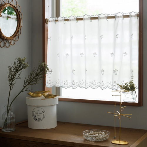 暖簾 北欧 かわいい のれん 刺繍 ドアカーテン 目隠し 間仕切り 突っ張り棒式 カーテン レースカーテン おしゃれ モダン 簡単取り付け 透け洗濯可 お店用clj28今季トレンドYRおすすめ注目 - メルカリ