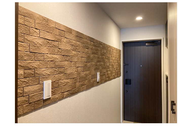 エコカラット レイヤーミックス を壁面に施工したトイレ 施工事例：トイレリフォーム 大阪市北区のリフォームはナサホーム