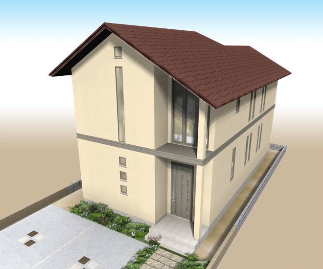 外壁塗装でクリーム色の明るい外観になりました。豊橋市,豊川市の増改築・リフォーム専門店ありがとうの家