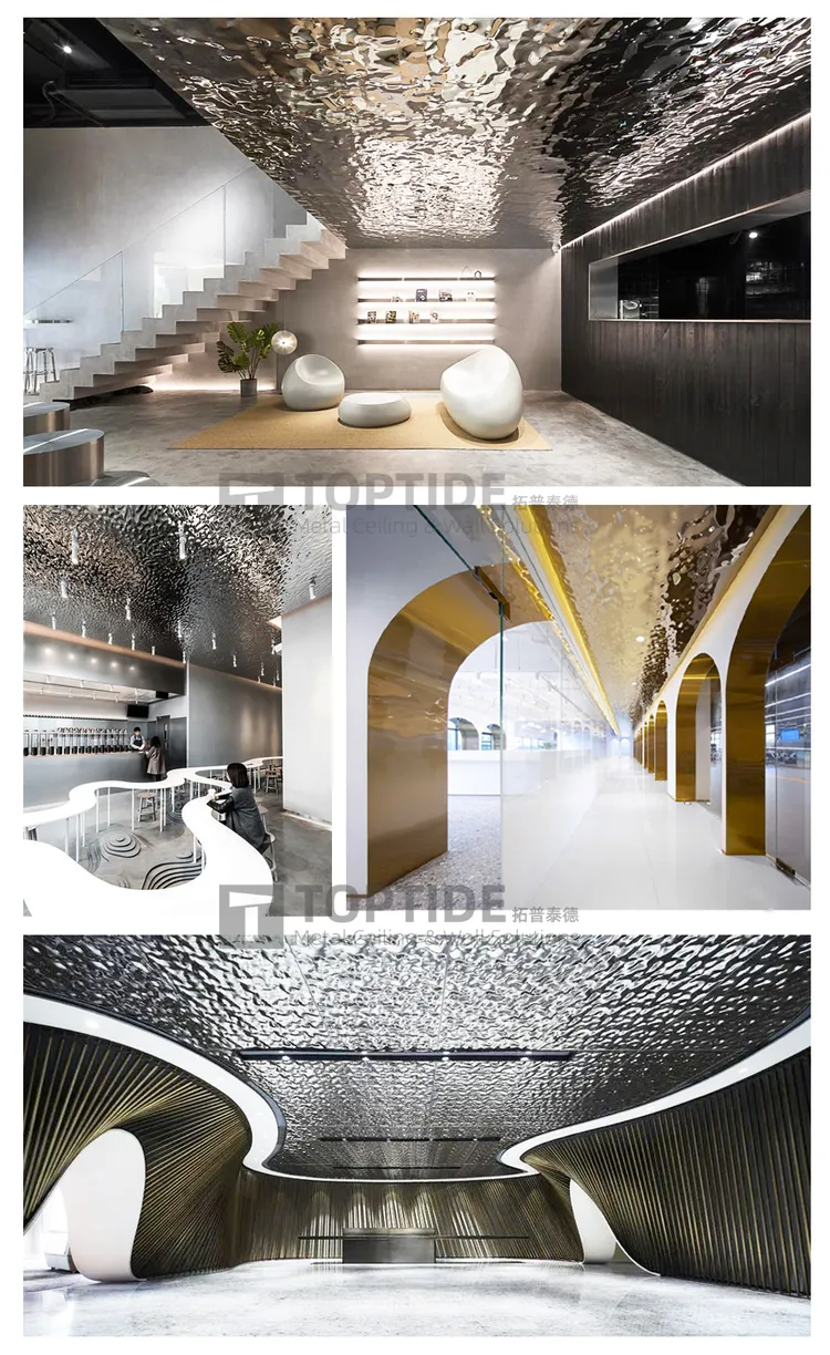 天井デザイン住宅装飾吊り下げバッフル天井六角形音響パネル