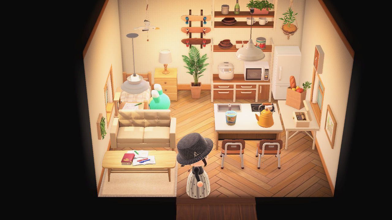 あつ森 キッチン重視のナチュラルなワンルーム🍽🪴 natural room with an emphasis on the kitchenacnhhhp部屋レイアウト
