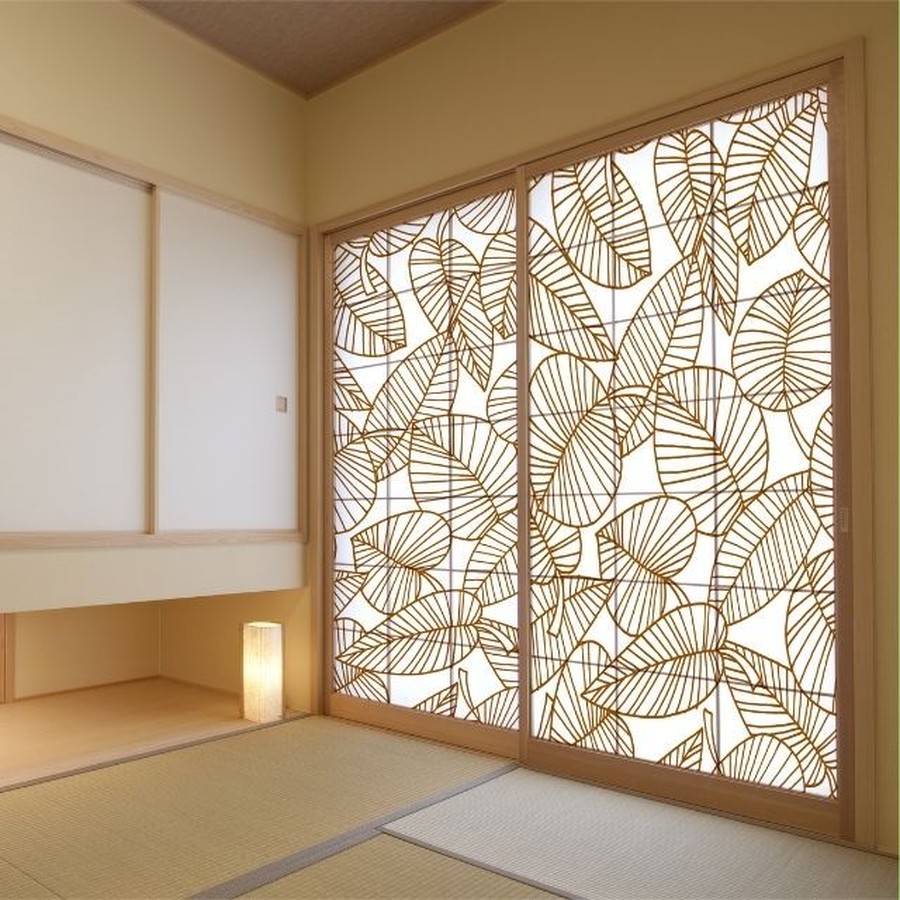 アンティーク建具 小さな障子戸付き 2種類の障子のデザインがお洒落でモダンな雪見障子戸4枚セット 建具、擦り上げ障子戸、擦上障子戸、引き戸R-049195ラフジュ工房