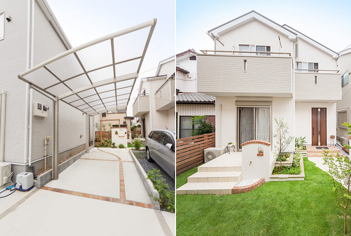 旗竿地だから出来る奥行感を出したデザインの外構「LABOT」は京都，滋賀のエクステリア、ガーデニングを中心に外構・お庭工事のデザイン、設計、施工管理を一貫して行うエクステリア専門店です