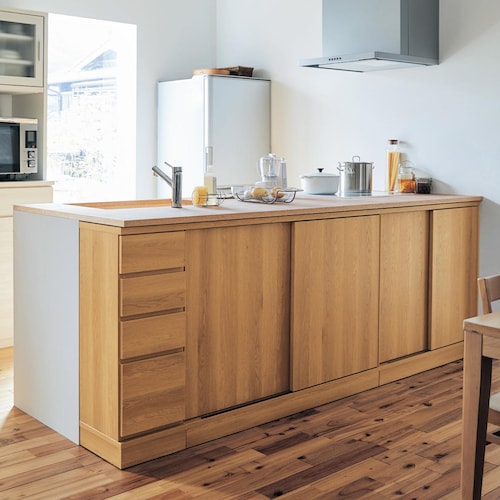 カウンター下収納オーダー家具の工房・木槌 手作り家具を無垢材で