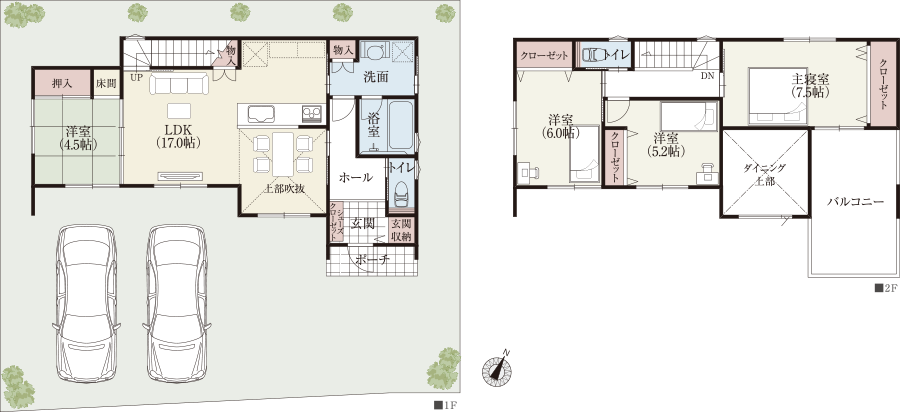 南玄関で「家事動線」のいい間取り約30坪で快適おしゃれな住まいづくり
