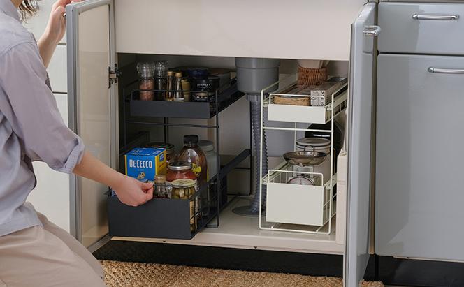 シンク下 収納 引き出し 洗面台下 収納 伸縮式 C字型引き出しデザイン 調味料ラック 隙間収納 2段 キッチン 収納 大容量収納 シンクした収納キッチンした収納 スライドラック 多機能 台所 棚した収納 洗面ラック 水槽下收 調味料 化粧品 収納ワゴン お手入れ簡単