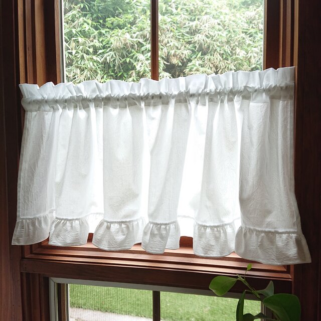 カーテンレールにカフェカーテンを付けてみましたあずかりしる.ブログ