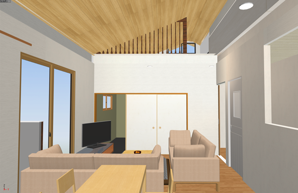 勾配天井とロフトで叶えた開放的な2階リビングのおうち神奈川の注文住宅なら伊藤建設