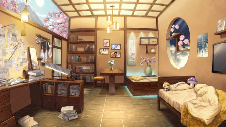 イラスト背景素材『青い部屋』 - ぽむぽむしょっぷ - BOOTH