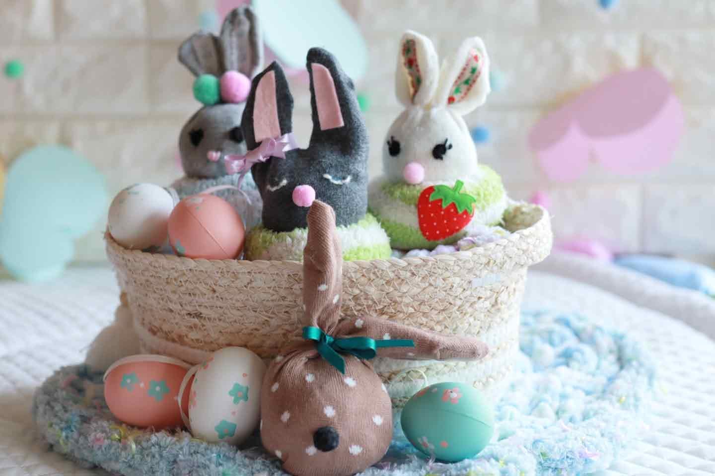 DIY手作り 靴下うさぎわもー! リサイクルクラフト手作り材料セット_作り方動画付き - ショップ yuanmade 編み物 刺繍 羊毛フェルト 裁縫- Pinkoi