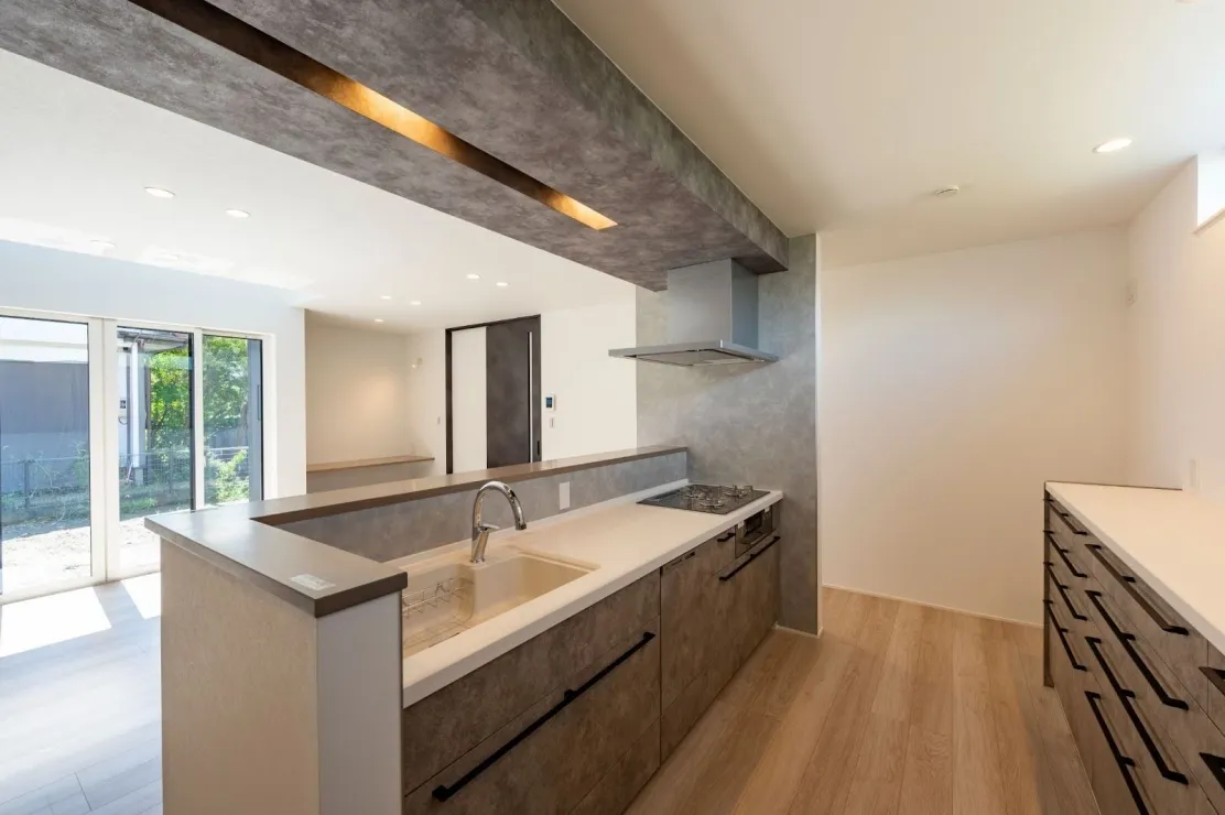 熊本の注文住宅」お施主様邸 天井木目のキッチンご紹介♪熊本の注文住宅「アイウッド」