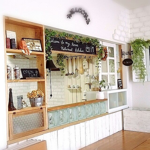 棚 キッチンカウンターの上 キッチン棚 キッチンカウンターDIY キッチン収納 などのインテリア実例 - 2017-07-02 08:22:20RoomClip ルームクリップ