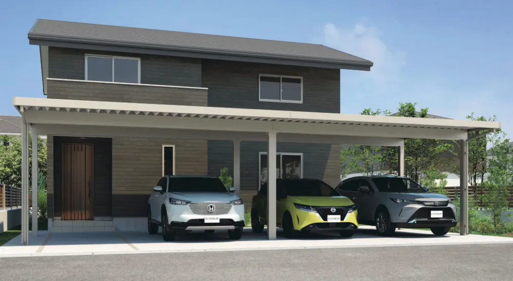 高低差のある土地の外構駐車場にカーポートを増設した岡崎市エクステリア施工例愛知の外構・エクステリア専門店 ライフ・ランド