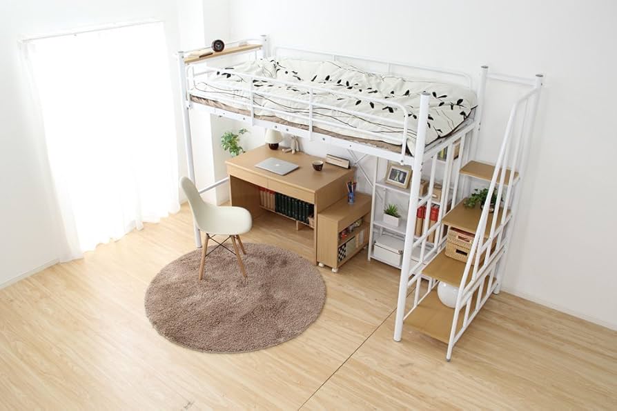 楽天市場 デスク付きロフトベッド ベッド デスク付き シングル ホワイト ブラック シンプル スタイリッシュ 男前インテリア モダン 子ども部屋キッズ 机付き 勉強机 パソコンデスク 充電 ロフト 新生活 ワンルーム ひとり暮らし 有効活用 大型商品: A.BFLY ア