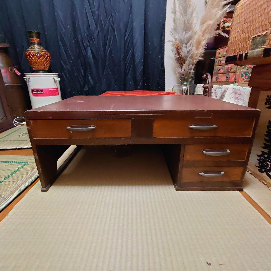 ガラス戸 上置き 本立て 飾り棚 昭和レトロ 書斎 デスク用品 アンティーク 骨董 木製