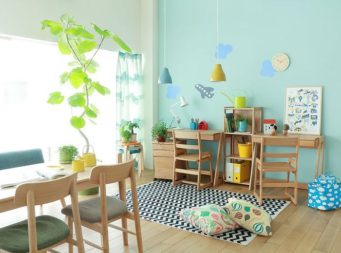 縦長リビングにキッズスペースがある間取り実例6畳〜10畳ほどのリビングをおしゃれに仕切る方法福井の注文住宅・工務店ノークホームズ