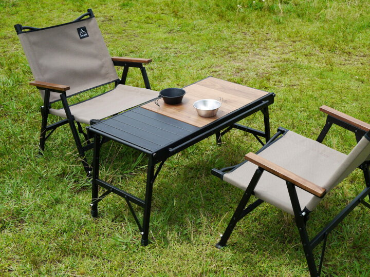 LandField 木製レジャーテーブル 天板90×60cm ロールテーブル アウトドアテーブル アウトドア ピクニック 折りたたみ LF-LT090